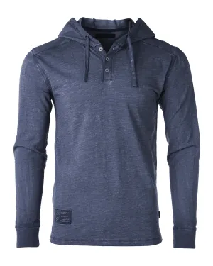 NEW Color! ZIMEGO Long Sleeve Vintage Oil Wash Garment Dye Hooded Henley