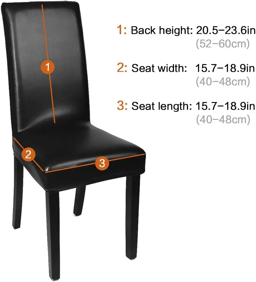 NEW Fuloon 4 Pack Super Fit Stretch Removable Washable Dining Chair Protector Slipcovers! Covers seat & back (4, Black PU), Retails $54 