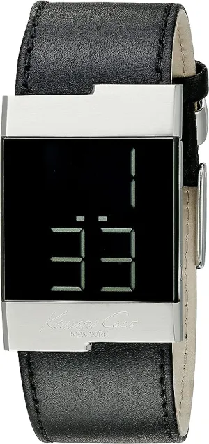 New Kenneth Cole New York Men's KC1296 Square Digital Watch in Black, Needs Battery