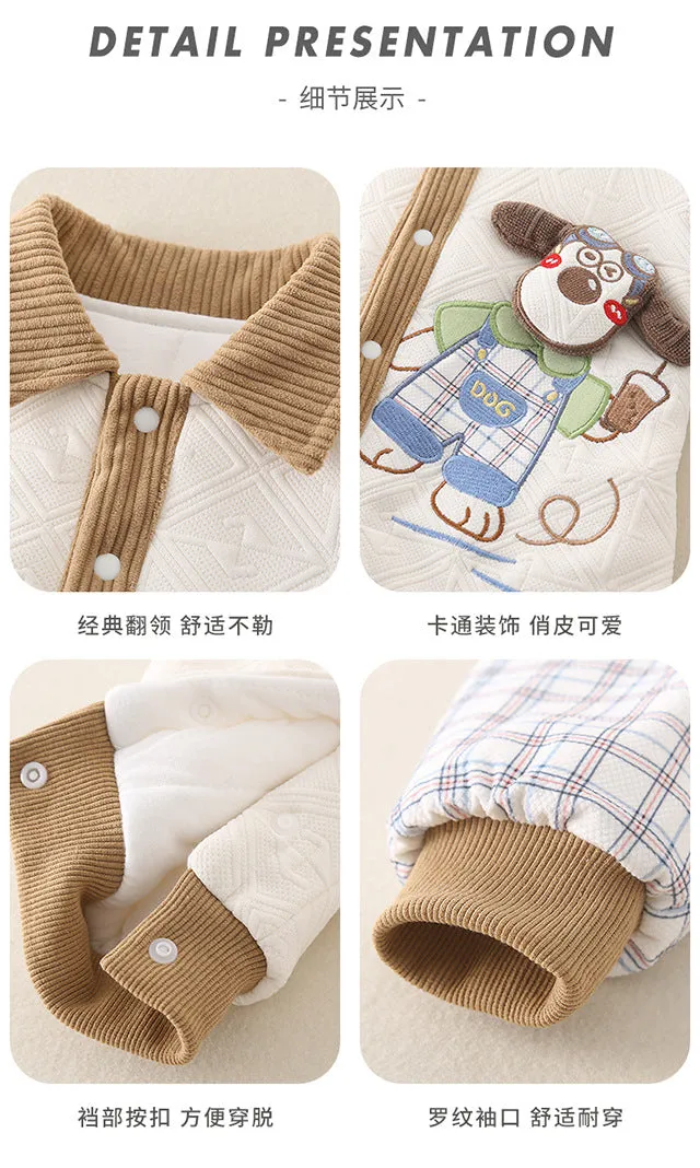 Newborn thickened jumpsuits A-type cotton-padded clothes for boys