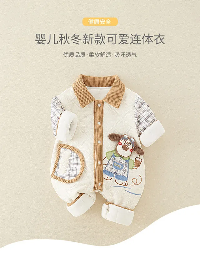 Newborn thickened jumpsuits A-type cotton-padded clothes for boys