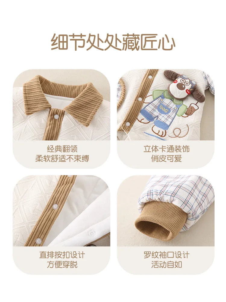 Newborn thickened jumpsuits A-type cotton-padded clothes for boys