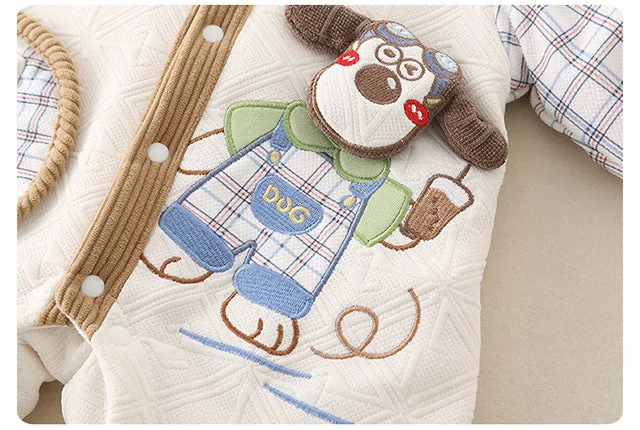 Newborn thickened jumpsuits A-type cotton-padded clothes for boys