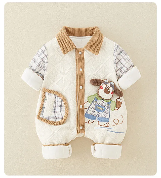 Newborn thickened jumpsuits A-type cotton-padded clothes for boys