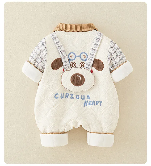 Newborn thickened jumpsuits A-type cotton-padded clothes for boys