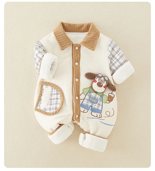 Newborn thickened jumpsuits A-type cotton-padded clothes for boys