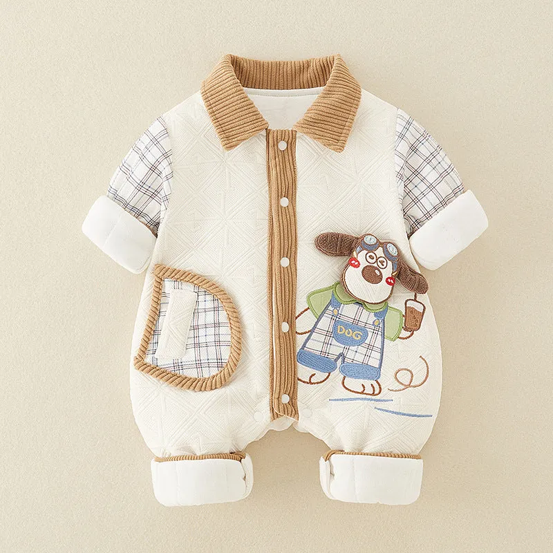 Newborn thickened jumpsuits A-type cotton-padded clothes for boys