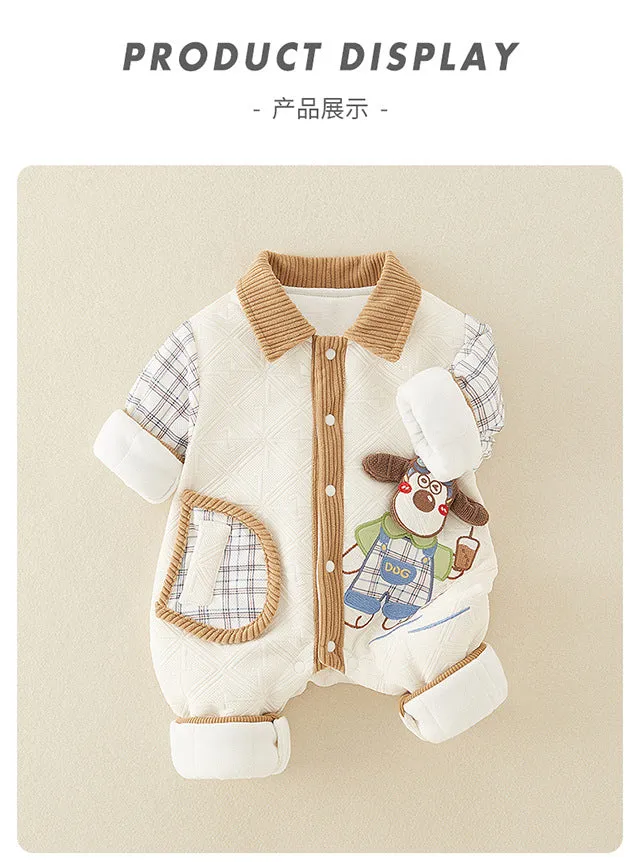 Newborn thickened jumpsuits A-type cotton-padded clothes for boys