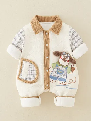 Newborn thickened jumpsuits A-type cotton-padded clothes for boys