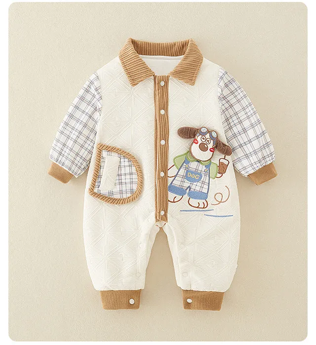 Newborn thickened jumpsuits A-type cotton-padded clothes for boys