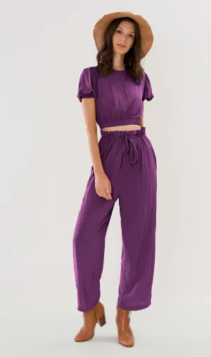 NIA Short-Sleeve Top & Pants Co-ord (Eggplant)