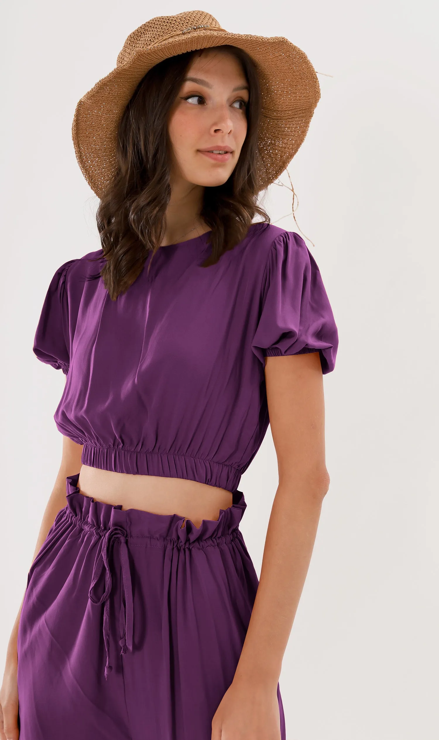 NIA Short-Sleeve Top & Pants Co-ord (Eggplant)