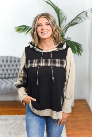 Nicky Plaid Mixed Media Top