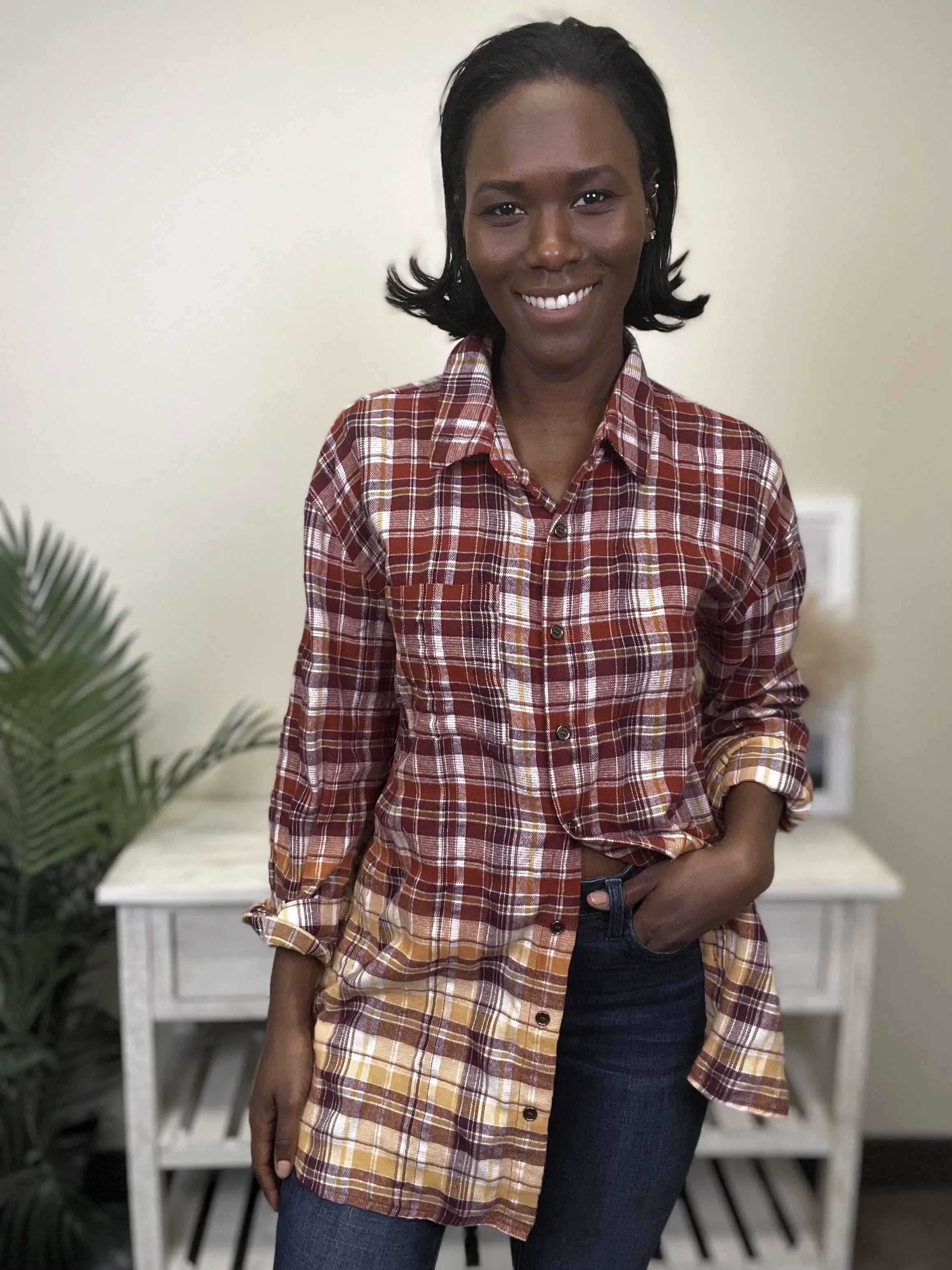 Nothing To Say Women's Plaid Button Down Long Sleeve Top