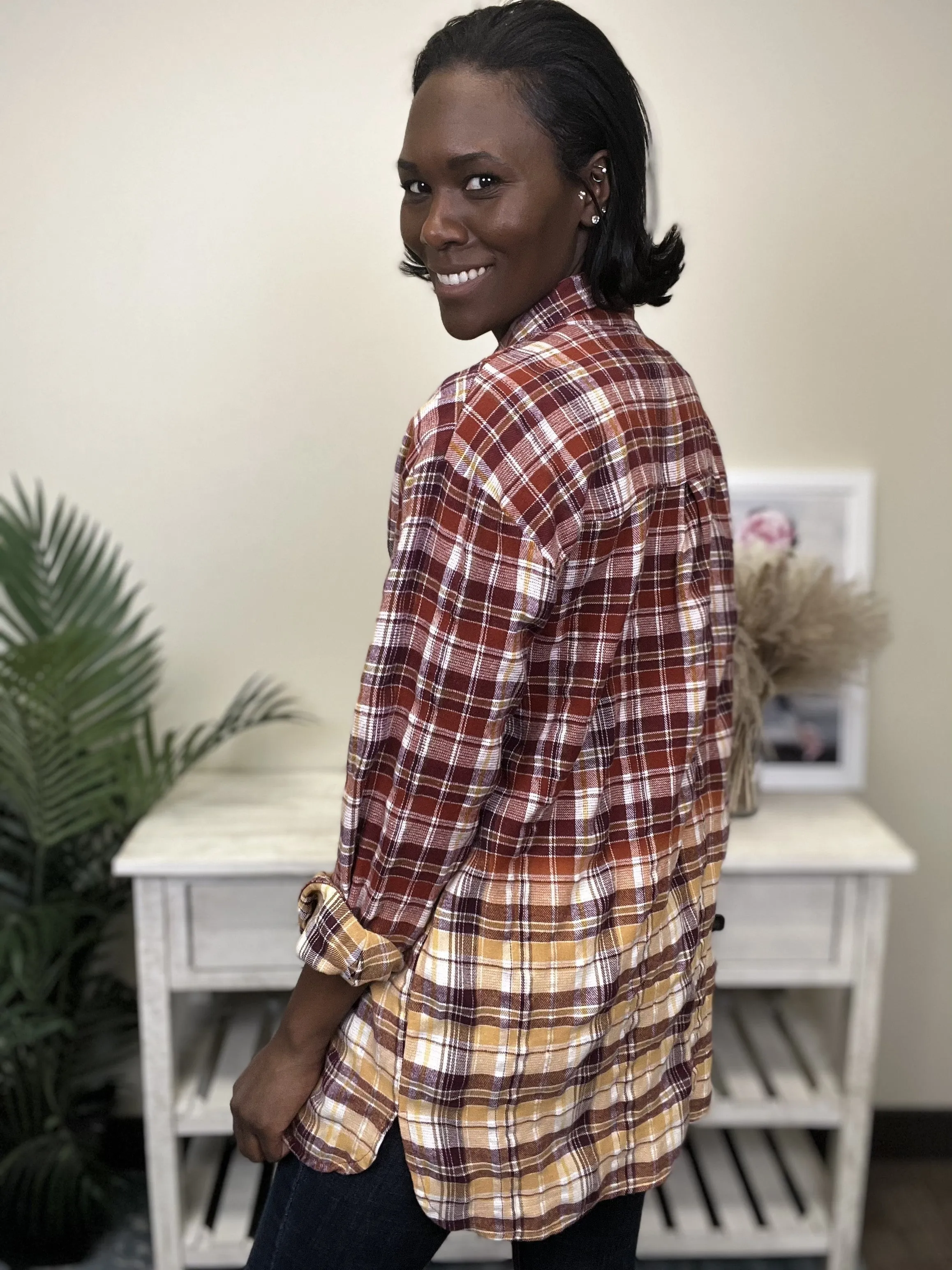 Nothing To Say Women's Plaid Button Down Long Sleeve Top