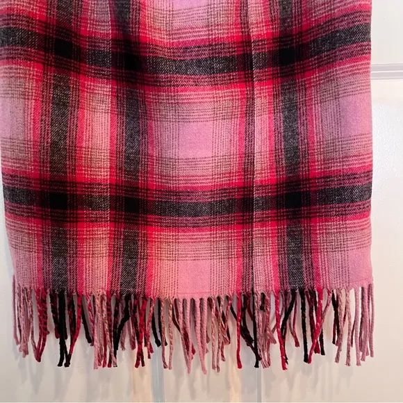 NWT Anthropologie Maeve Fringed Plaid Skirt Size 6 Wool Blend Pink ~Retail $148