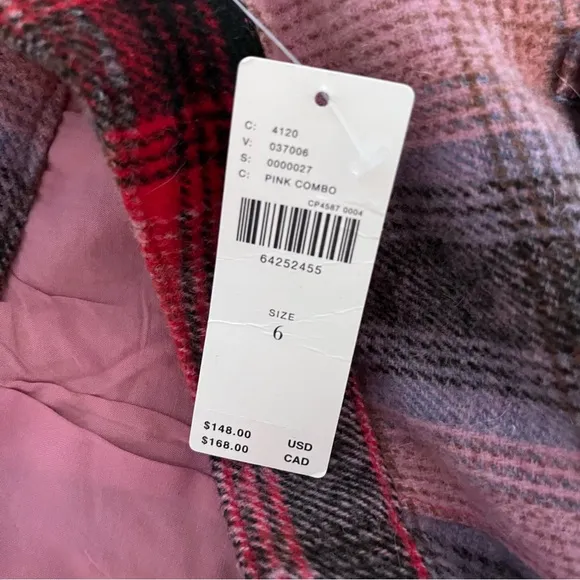 NWT Anthropologie Maeve Fringed Plaid Skirt Size 6 Wool Blend Pink ~Retail $148