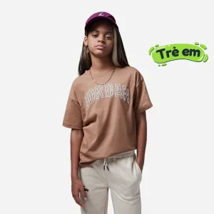 Áo Thun Bé Gái Jordan Plaid Short Sleeve - Nâu