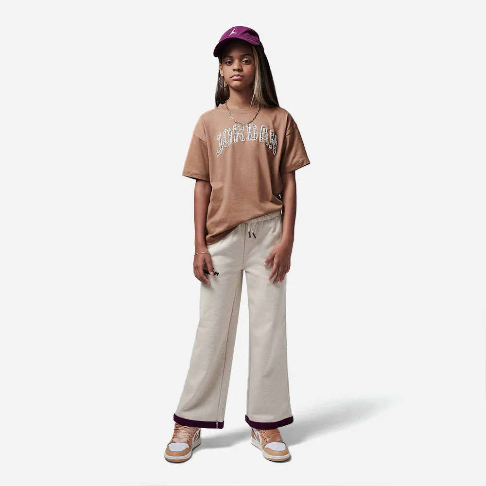 Áo Thun Bé Gái Jordan Plaid Short Sleeve - Nâu