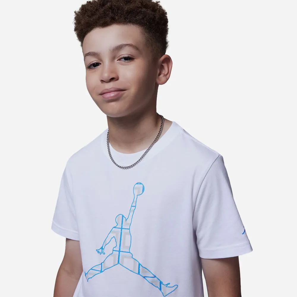 Áo Thun Bé Trai Jordan Jm Plaid Print Short Sleeve - Trắng
