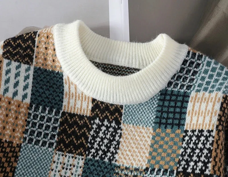 Obsidian Phoenix Luxury Plaid Wool Sweater - High-End Thick Warm Men’s Christmas Pullover Jumper