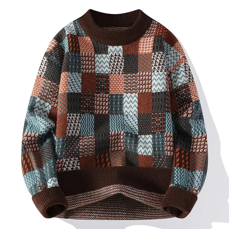 Obsidian Phoenix Luxury Plaid Wool Sweater - High-End Thick Warm Men’s Christmas Pullover Jumper