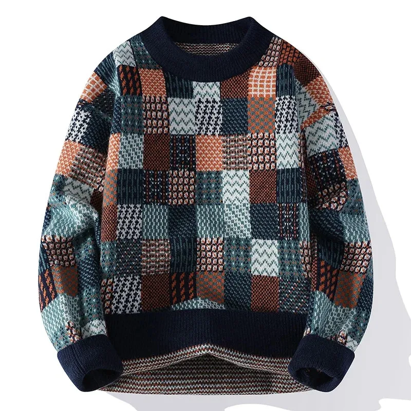 Obsidian Phoenix Luxury Plaid Wool Sweater - High-End Thick Warm Men’s Christmas Pullover Jumper