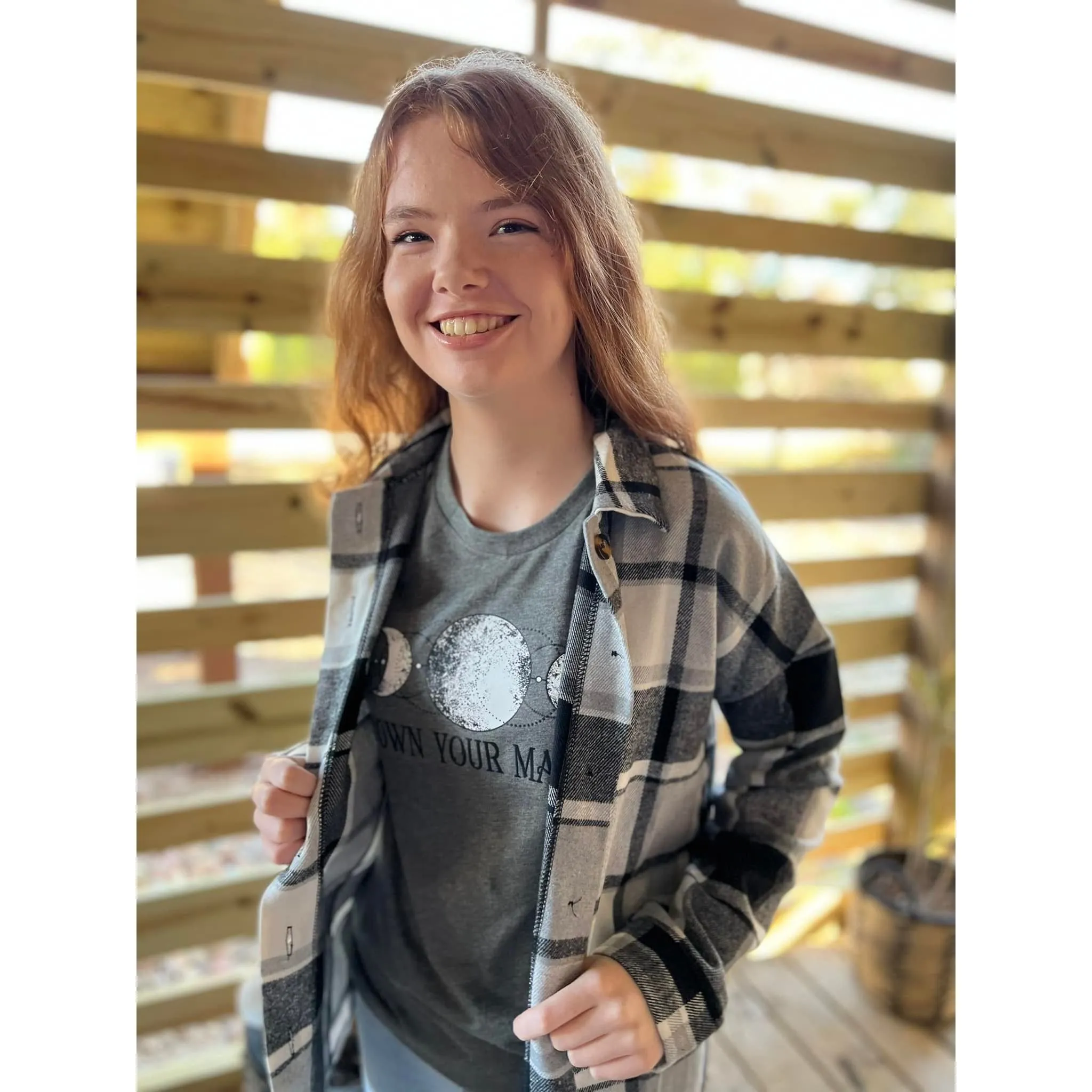 OBX brand Plaid Flannel Jacket Shacket in Black and Pink S