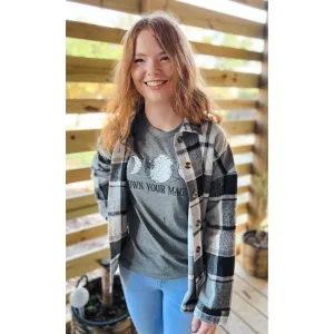 OBX brand Plaid Flannel Jacket Shacket in Black and Pink S