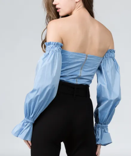 Off The Shoulder Bishop Sleeve Crop Top
