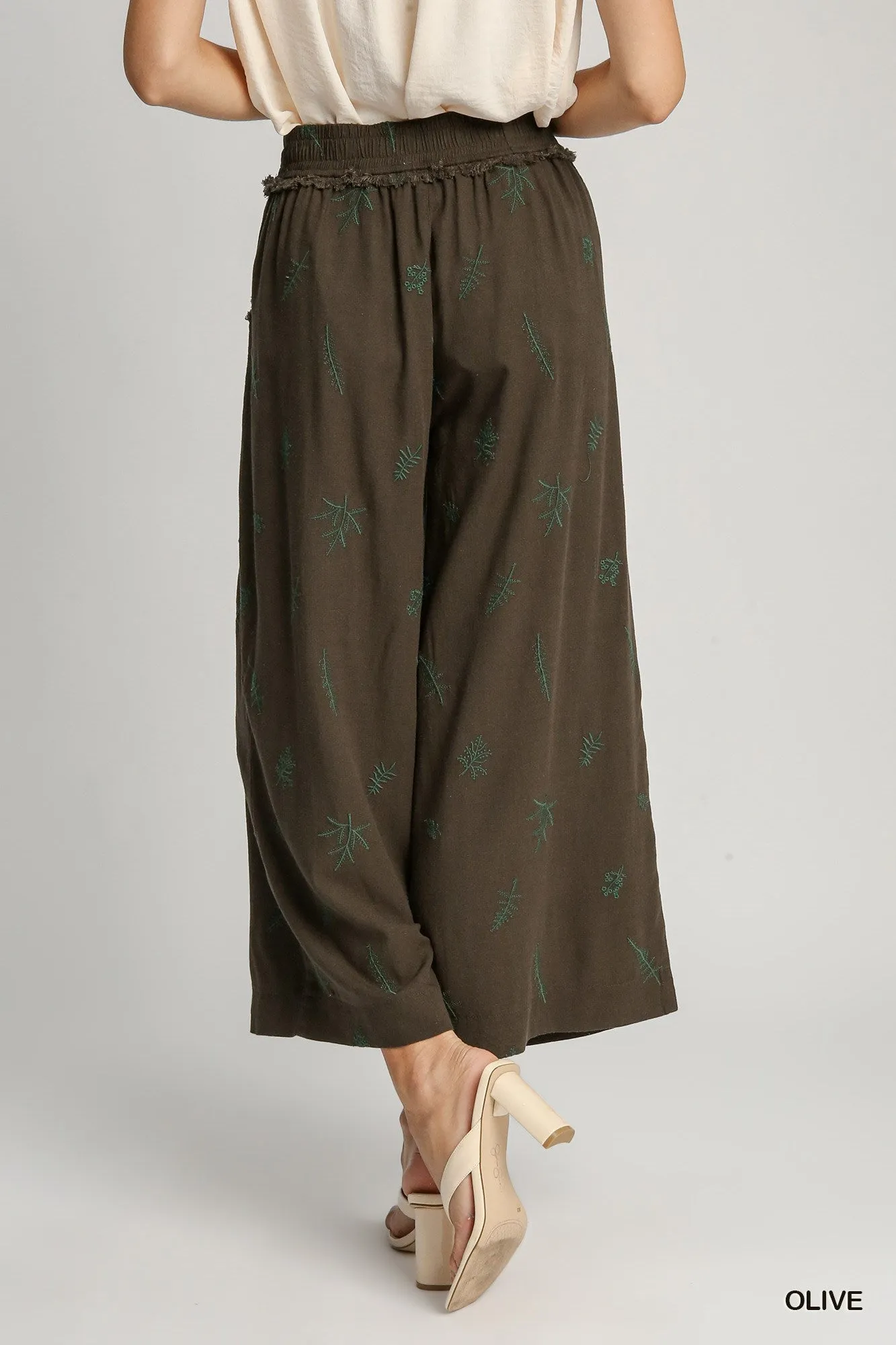 Olive Embroidered Pants