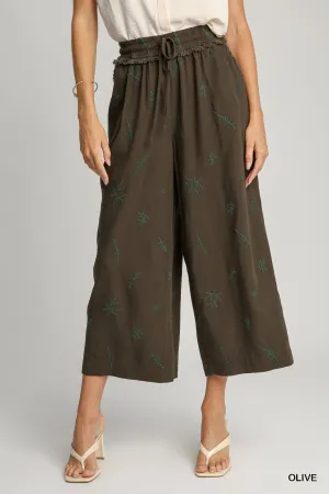 Olive Embroidered Pants