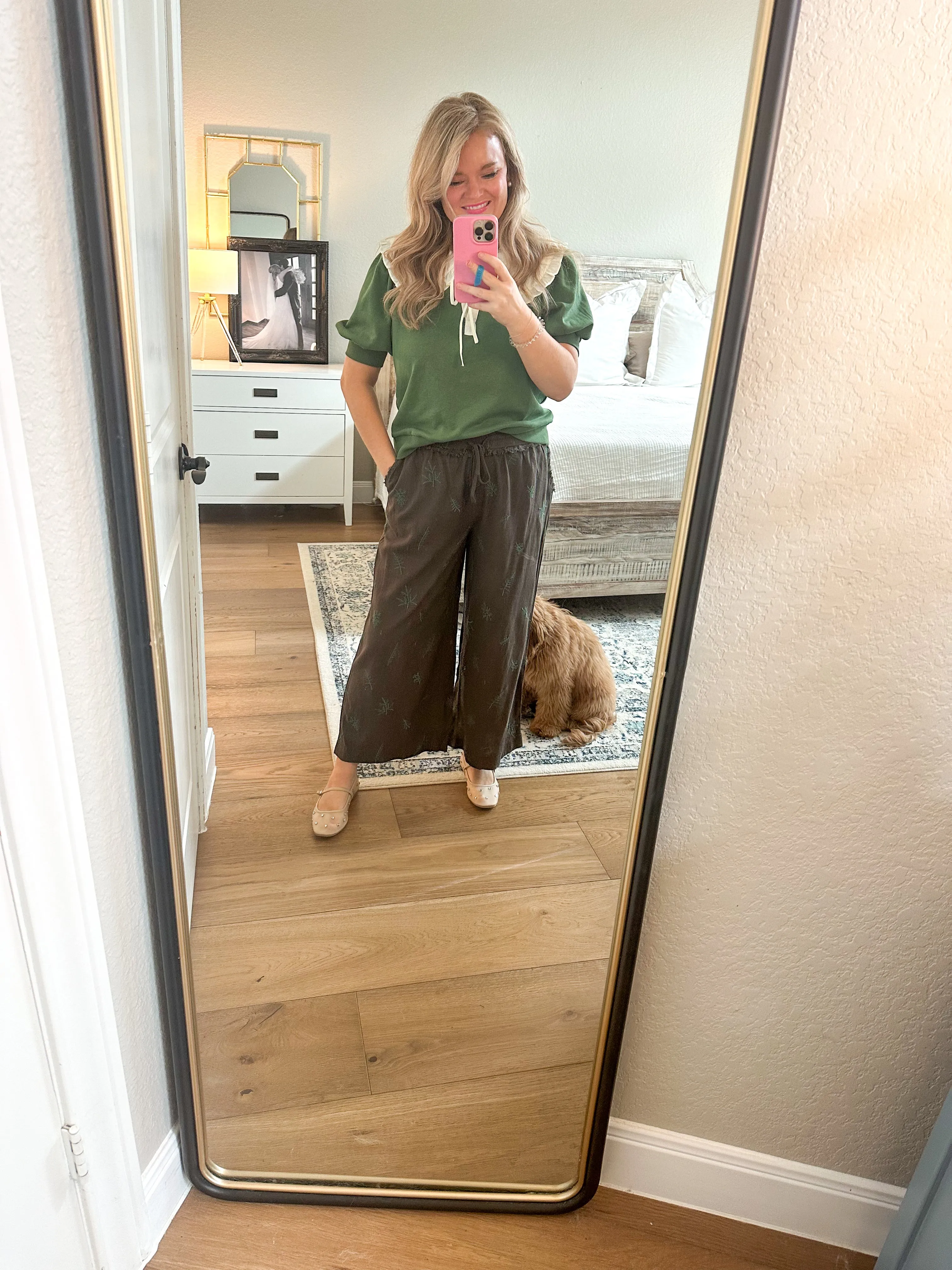Olive Embroidered Pants