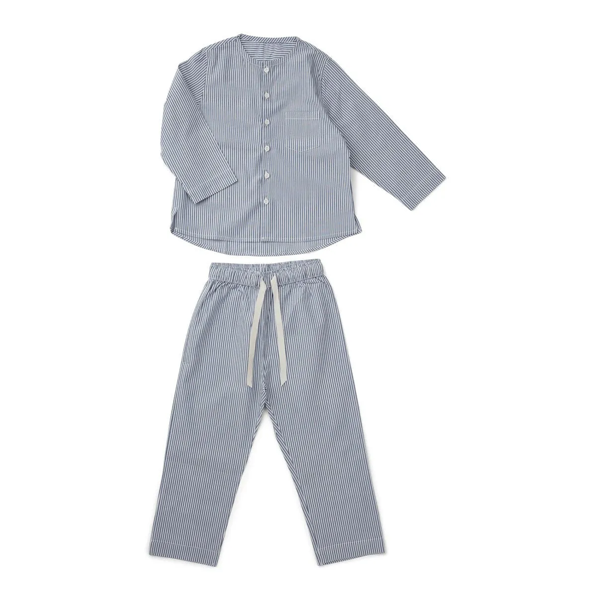 Olly Pyjamas Set - Y/D stripe: Blue wave/white