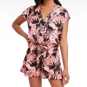On Your Tracks Printed Short One Piece Romper