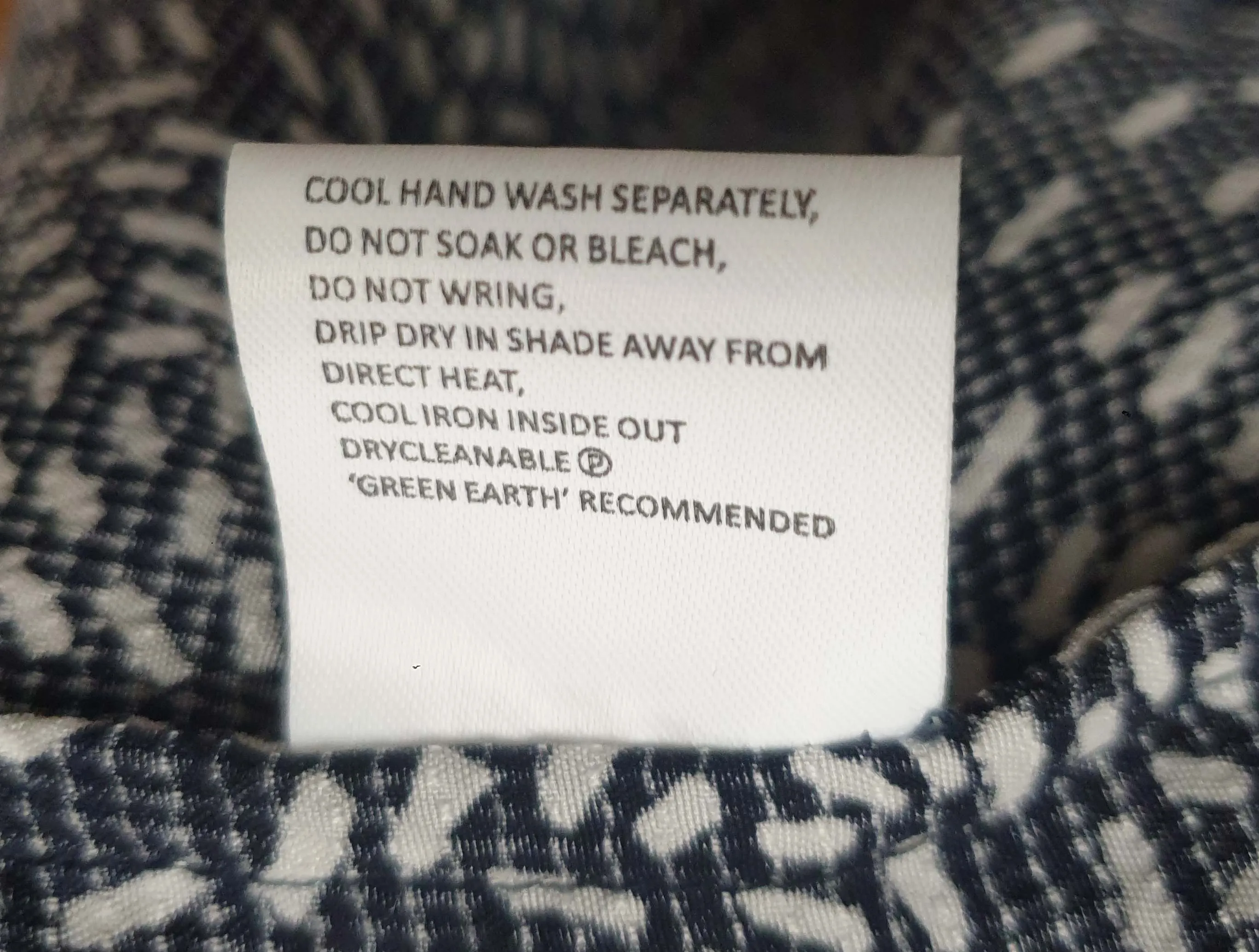 Once Was navy print long sleeve dress size 2, best fits 10