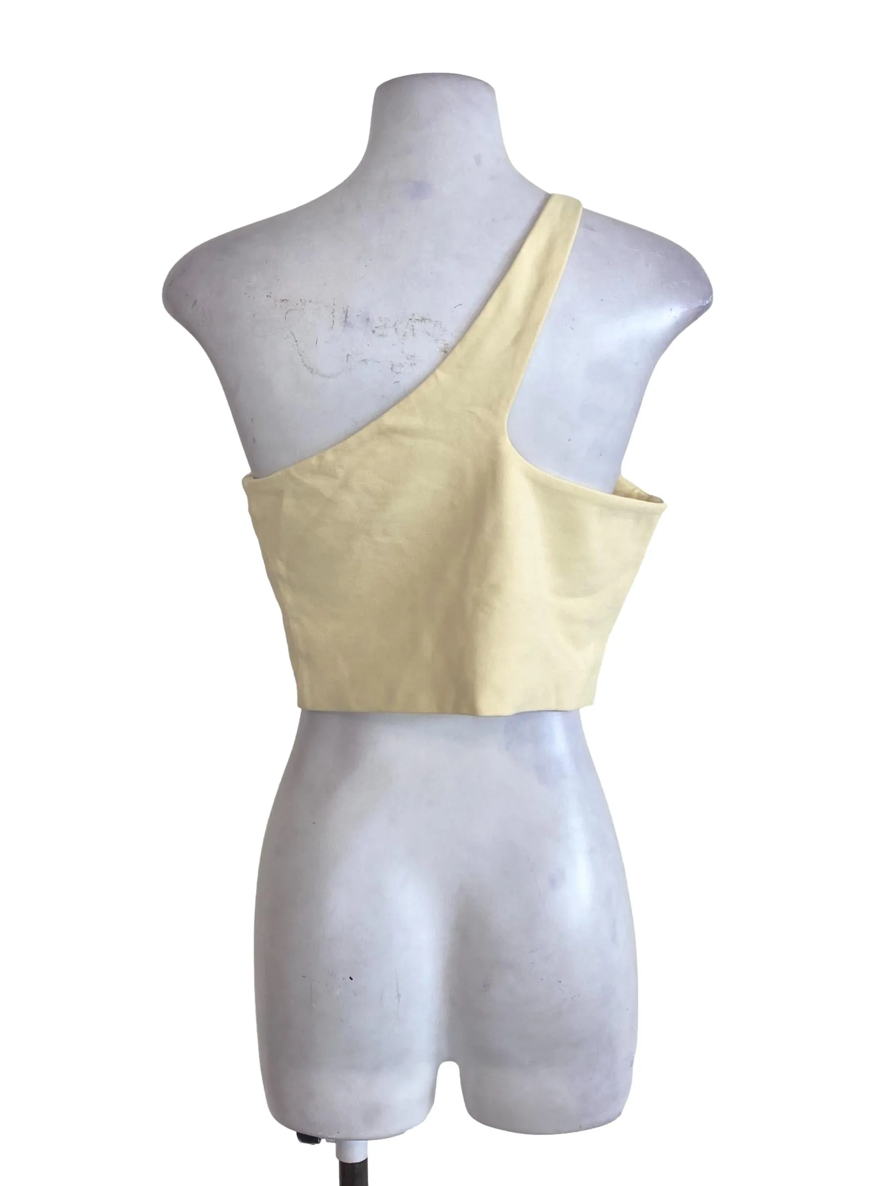 One Shoulder Yellow Crop Top
