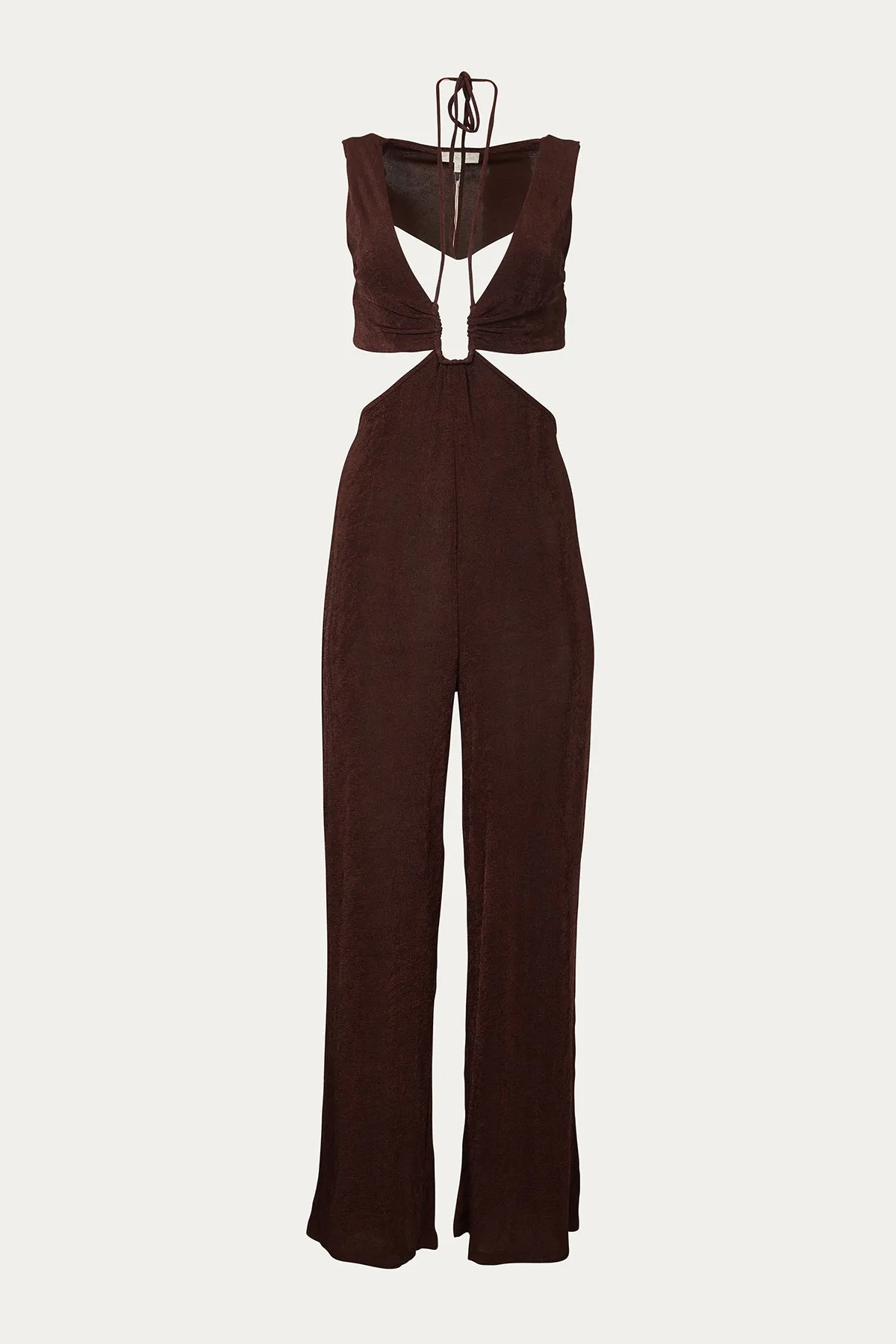 OPEN-BACK CUTOUT JERSEY JUMPSUIT