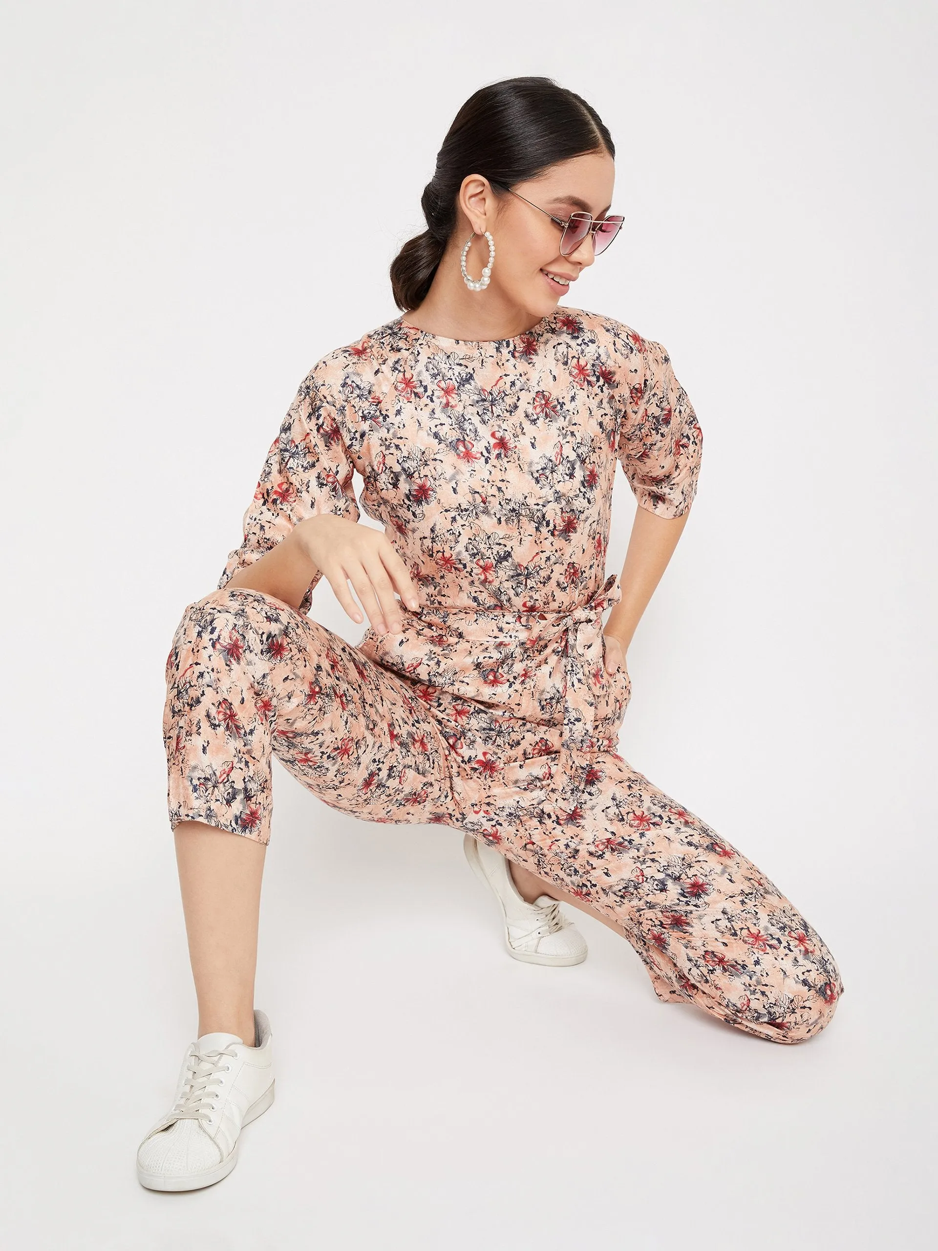 Orange Printed Jumpsuit