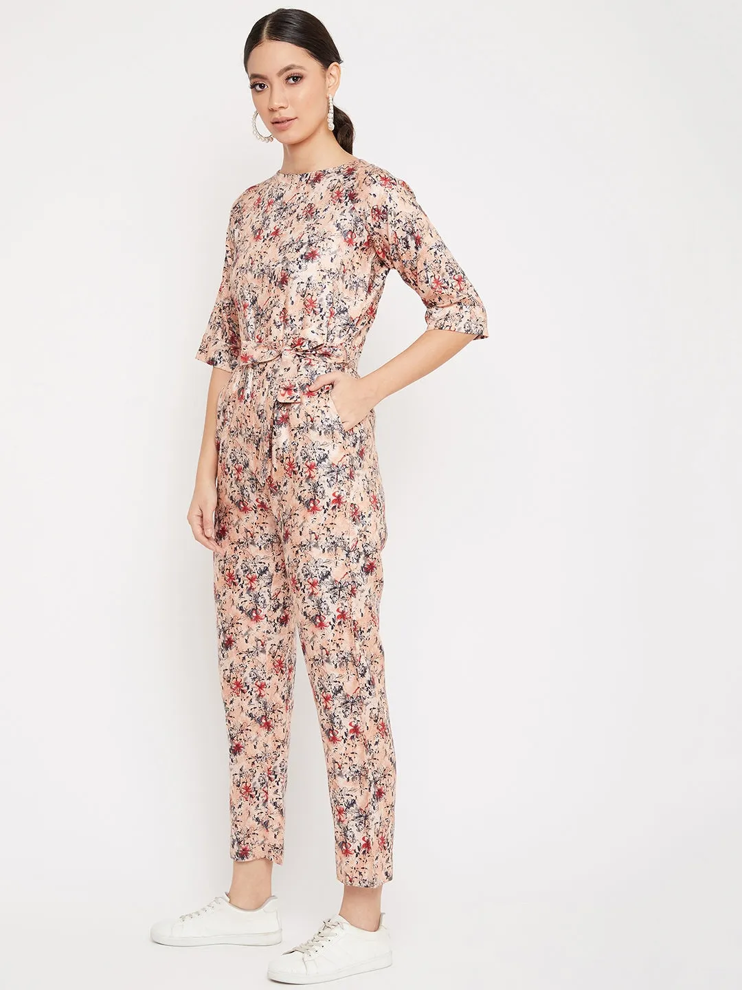 Orange Printed Jumpsuit