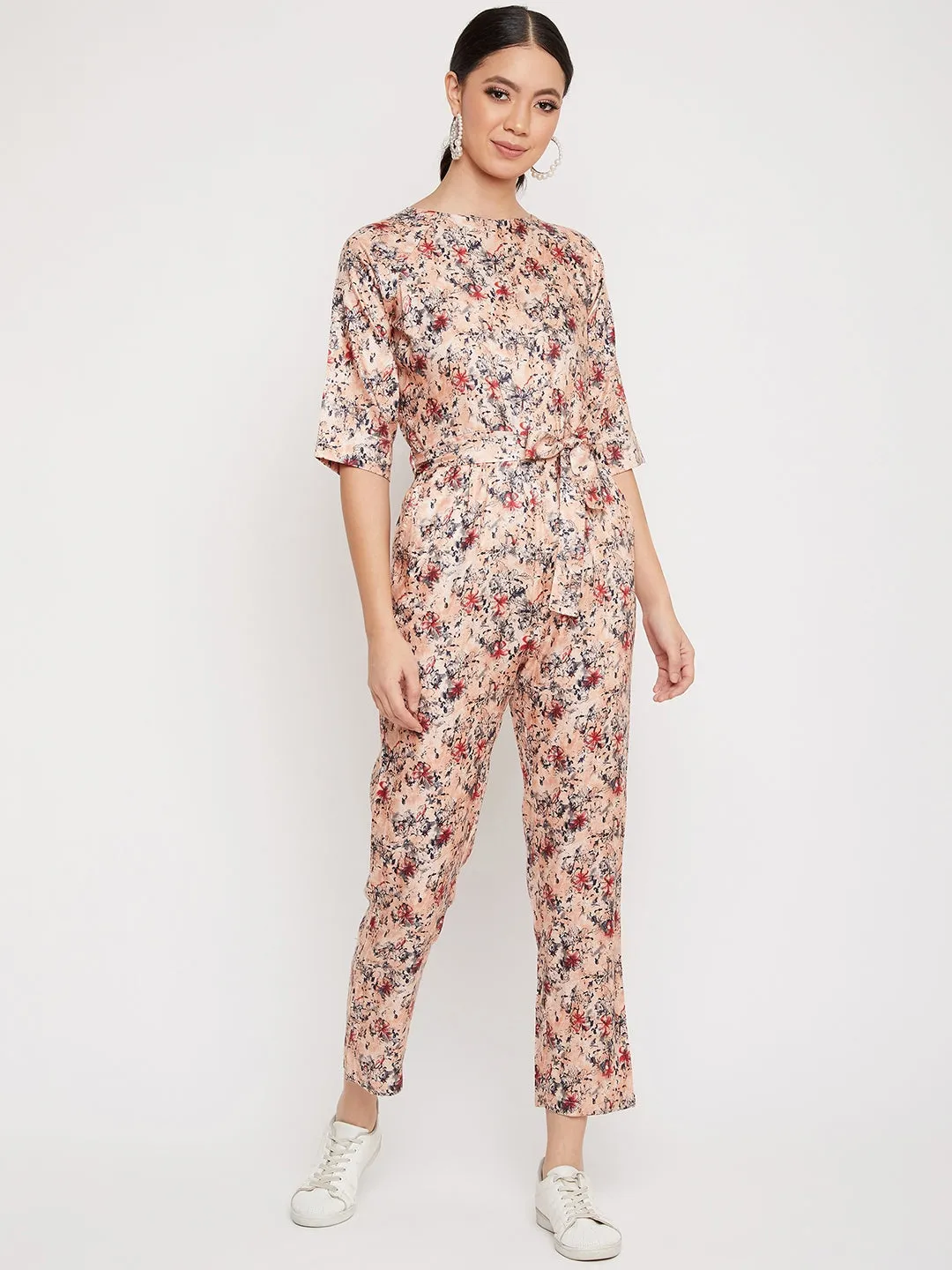 Orange Printed Jumpsuit