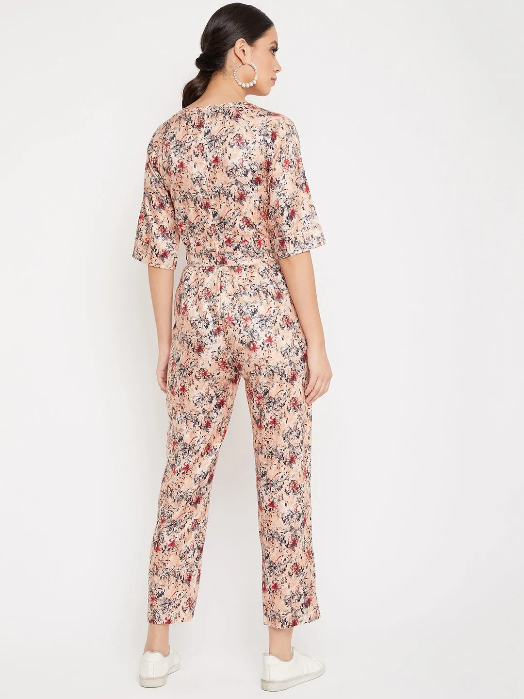 Orange Printed Jumpsuit