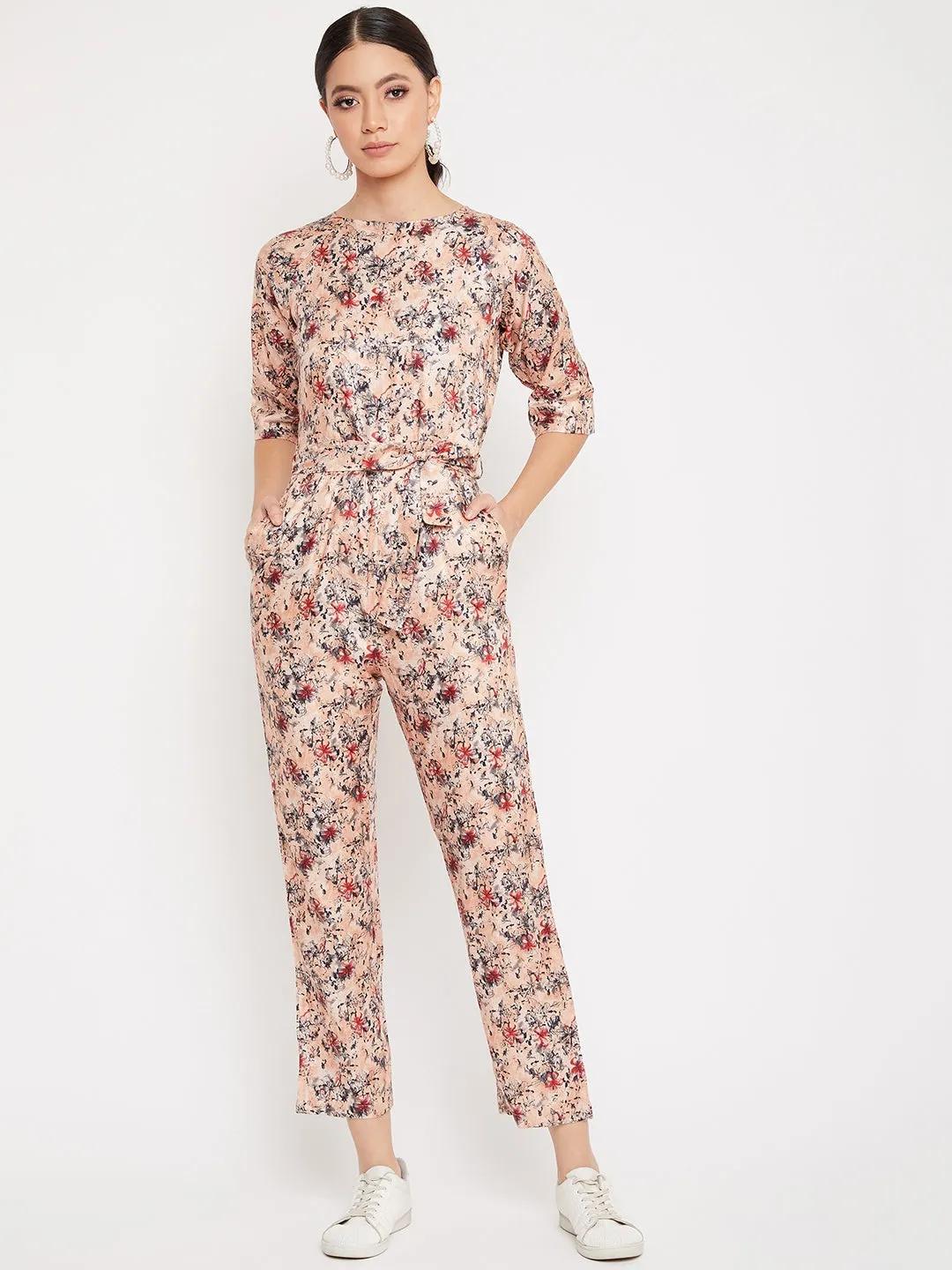Orange Printed Jumpsuit