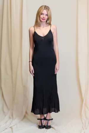 Otomo Linen Silk Slip Maxi Black