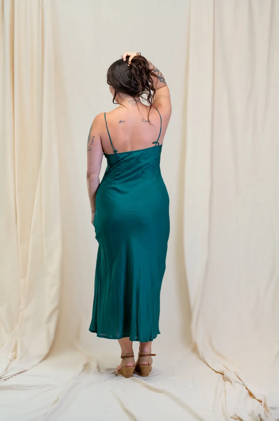 Otomo Linen Silk Slip Maxi Jade