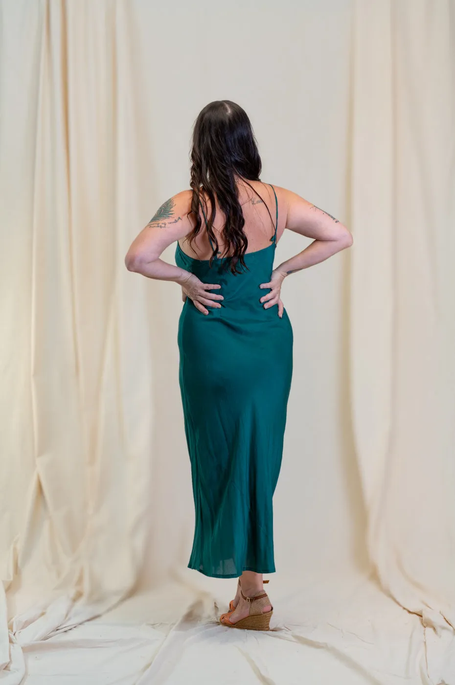 Otomo Linen Silk Slip Maxi Jade