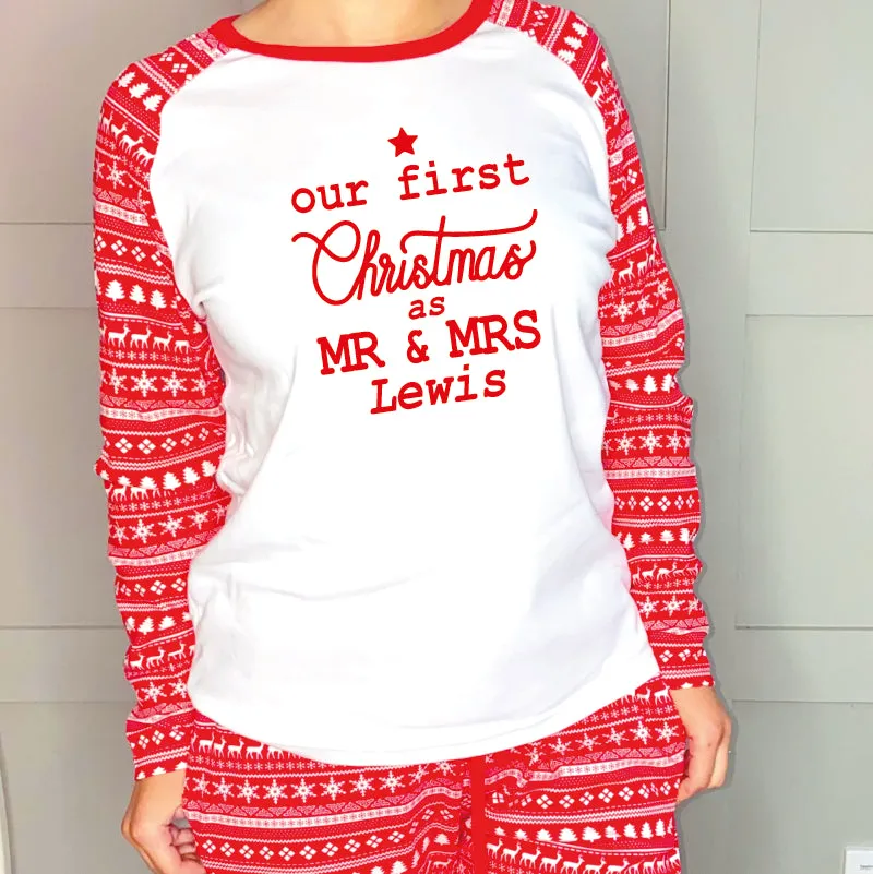 Our First Christmas as Mr and Mrs Matching Pyjamas