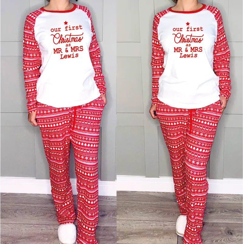 Our First Christmas as Mr and Mrs Matching Pyjamas