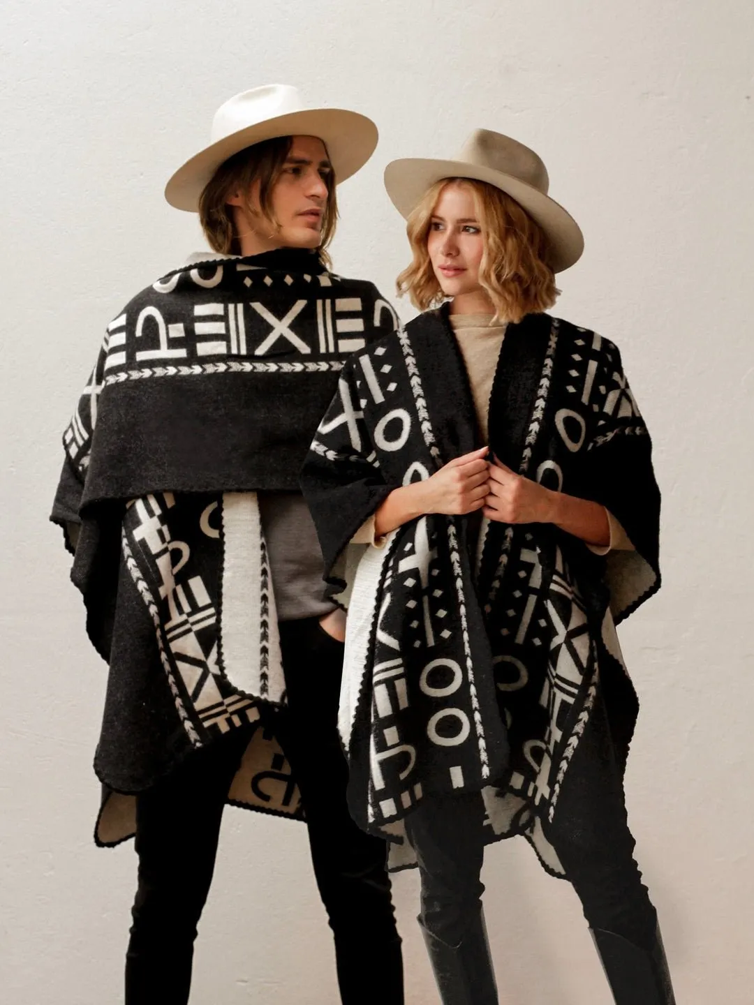 OX Black and White Poncho