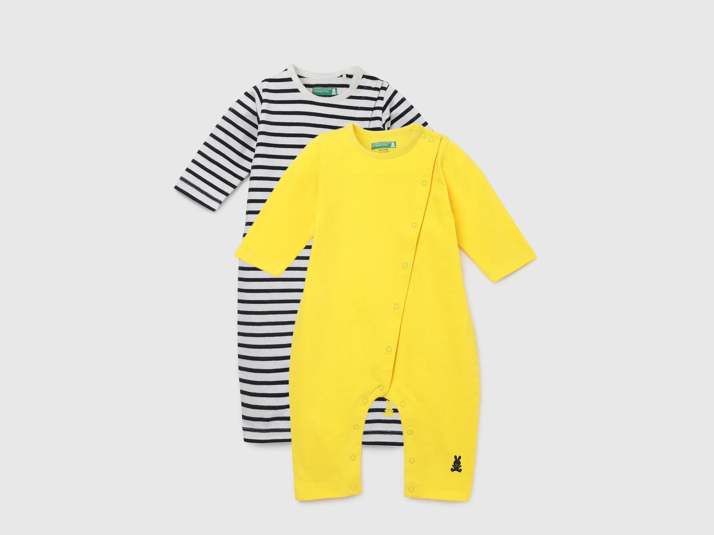 Pack of 2 100% Cotton Round Neck Full Sleeves Baby Rompers